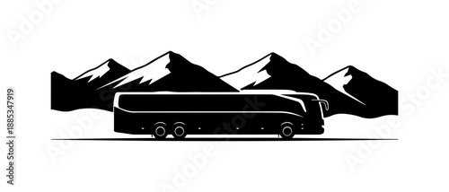 Mountain Tour Bus Illustration