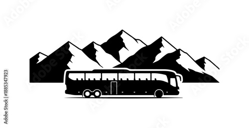 Mountain Tour Bus Illustration