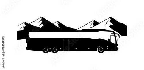 Mountain RV Silhouette Illustration