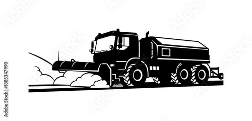 Snow Plow Truck Clearing Road