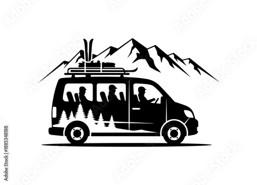 Adventure Van with Mountain Skis
