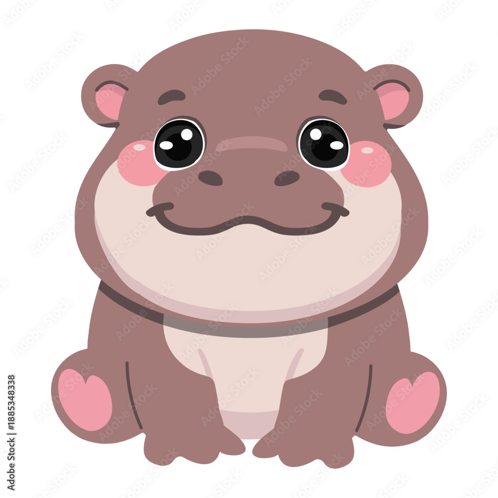 Fototapeta premium Cute Cartoon Hippopotamus Illustration