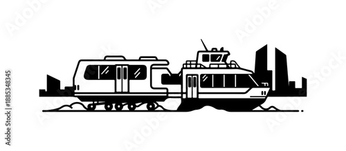 Traced Illustration of Vehicles on a Road