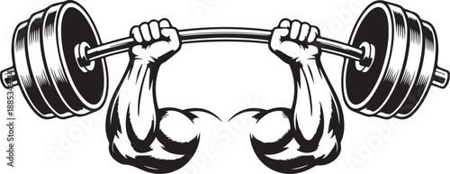 Strong arms lifting weights
