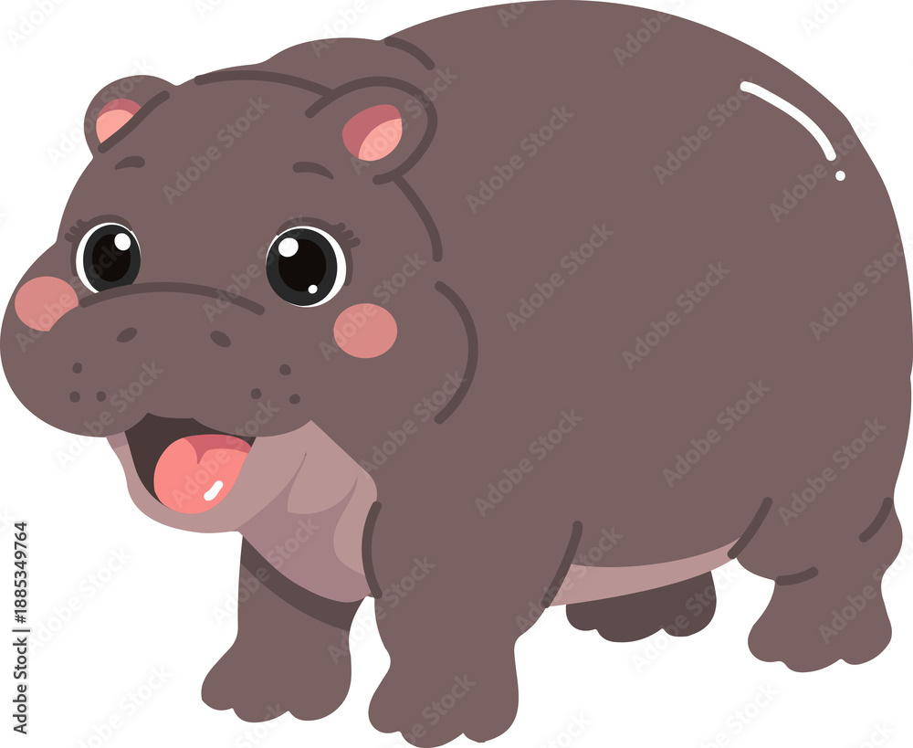 Fototapeta premium Cute Cartoon Hippo Illustration