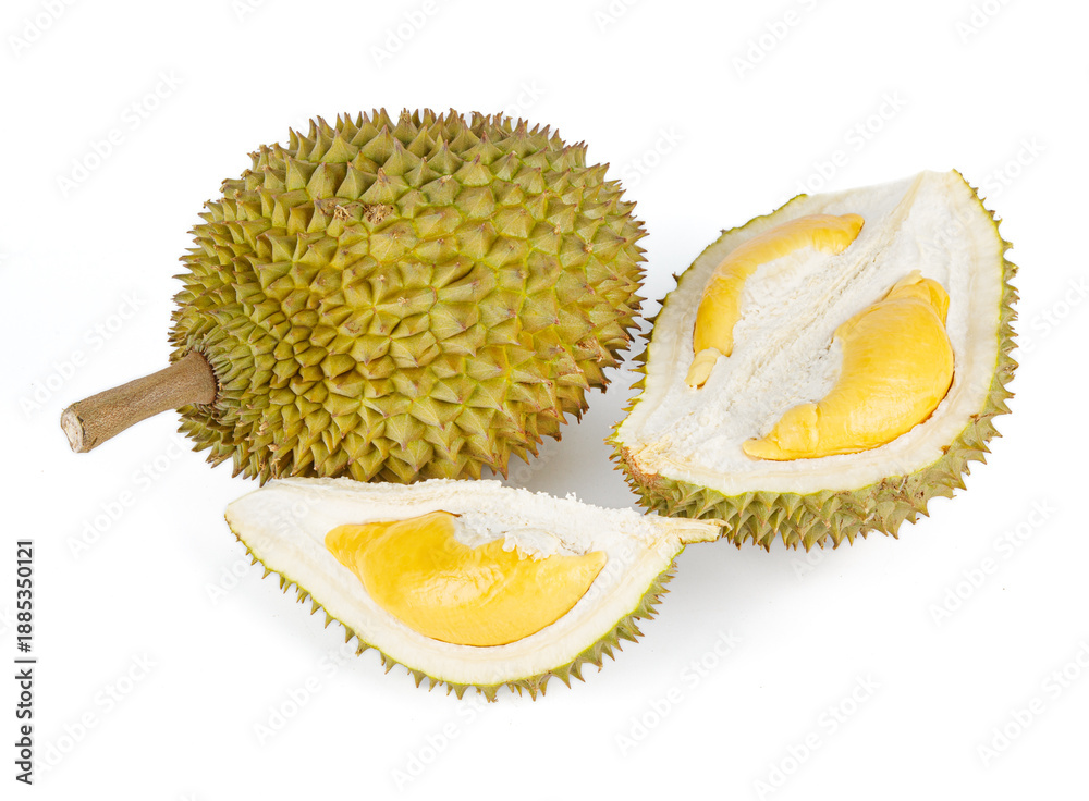 Fototapeta premium Fresh Musang King durian isolated on white background