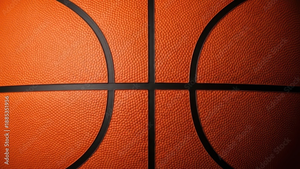 Obraz premium Close-up macro shot of a basketball texture showing orange pebbled surface and black lines