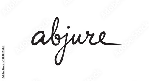 Elegant handwritten logo script reading 'abjure' on white background for branding.