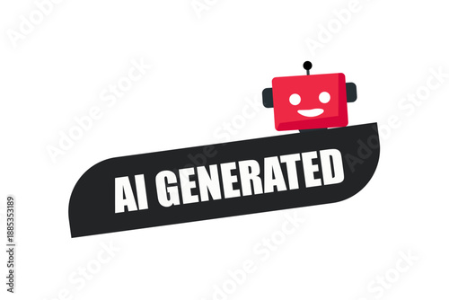 Sticker banner black with red robot on AI theme