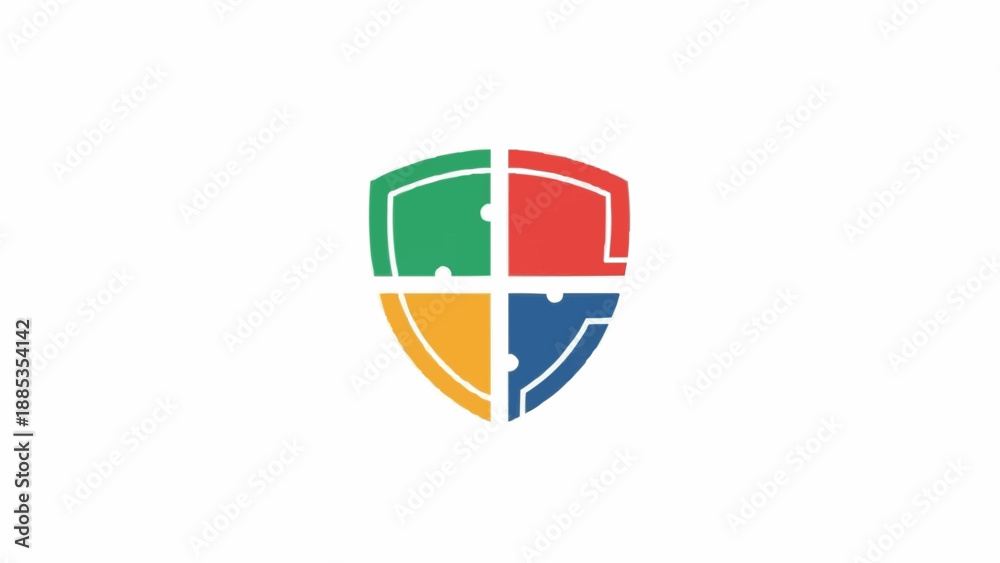 Obraz premium Colorful shield logo with sections.