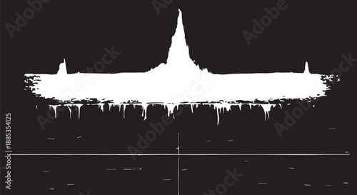 Abstract white splash across a dark background with dripping edges.