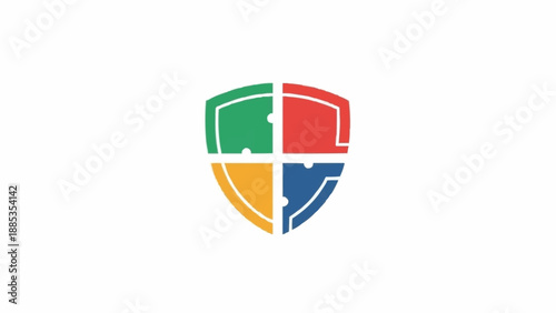 Free Download Colorful shield logo with sections. - GFXLoad