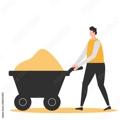 worker with wheelbarrow