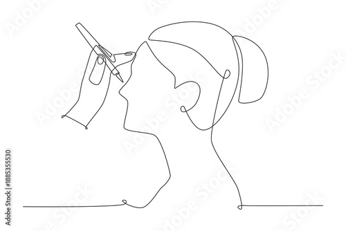 Women who are going to have plastic surgery. Plastic surgery concept one-line drawing
