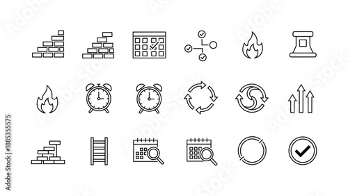 Minimalist linear icons set for business and productivity concepts