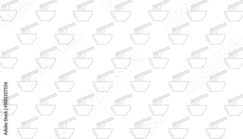 Noodle Bowl Seamless Pattern Bold Outline Flat Style Background