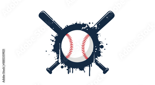 Baseball vector illustration with crossed bats and splash effect, symbolizing sport and game