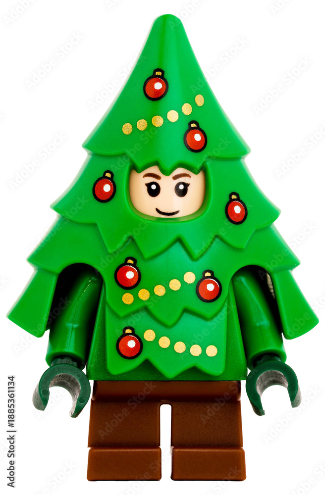 Fototapeta premium Dortmund - Deutschland 22. Januar 2026 Lego Minifigure als Weihnachtsbaum verkleidet