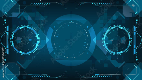Futuristic interface with targeting reticles and glowing digital elements