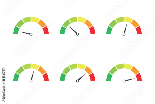 speedometers gauges icons with indicators