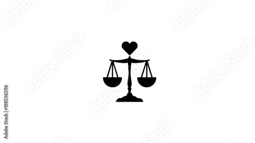 A silhouette of scales with heart at the top. The scales are a symbol of balance and fairness