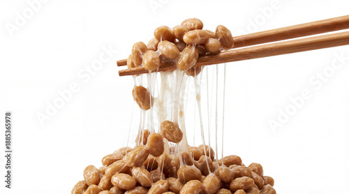 Delicious Natto on Chopsticks with Stretchy Texture.