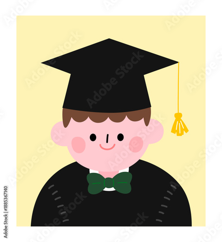 학사모 졸업사진 증명사진 어린이 사람