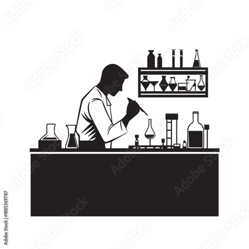 silhouette of researchers in the laboratory