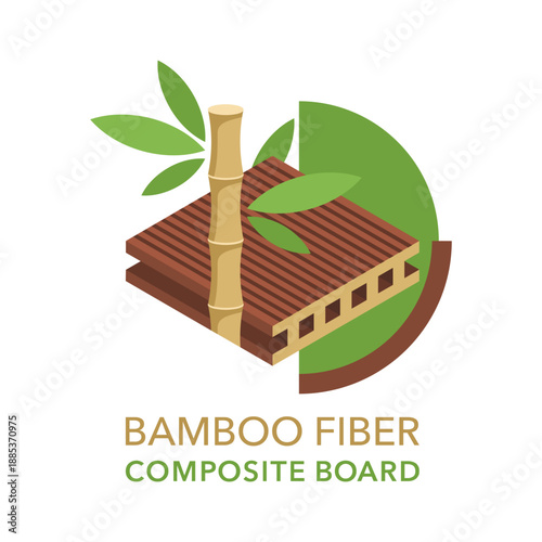 Bamboo fiber composite board material emblem in flat colors