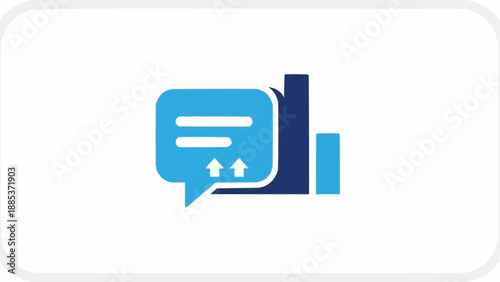 Blue chat speech bubble icon symbol.
