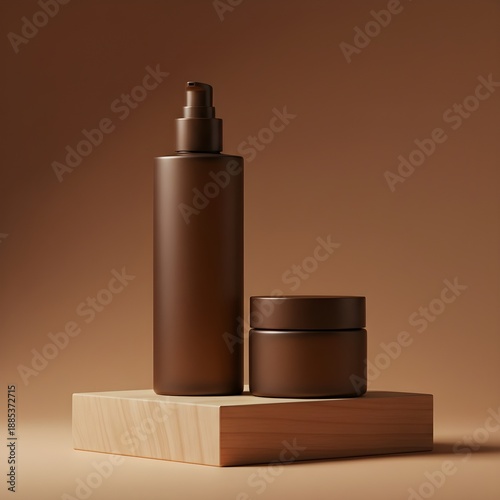 perfume bottle isolated on brown background