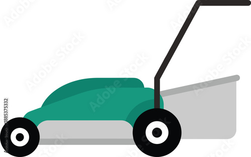 Lawn mower icon isolated on white background representing gardening landscaping equipment grass cutting tool vector illustration flat modern design minimal style symbol