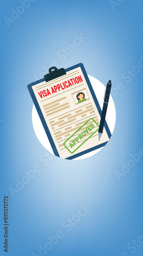 Visa application form.Application visa. Document for travel.Travel approval. Immigration visa