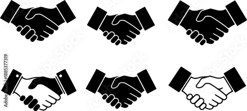 
Handshake illustration in white and black isolated on white background, Vector, illustration