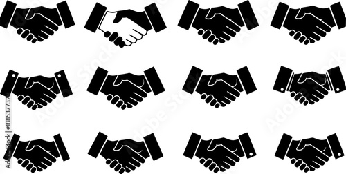 
Handshake illustration in white and black isolated on white background, Vector, illustration