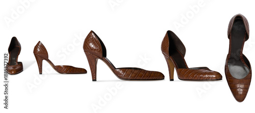 Foto Set of Women Brown Stylish high heel stiletto shoe , This fashion-forward women’