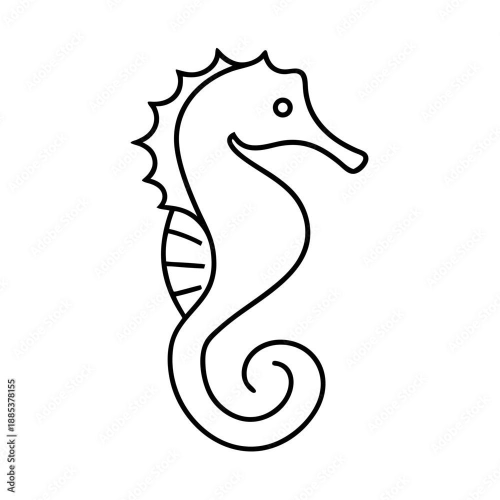 Fototapeta premium Line art illustration of a seahorse in a minimalist style 