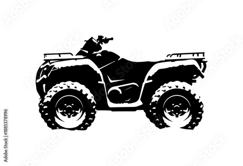 Black ATV silhouette, four-wheeler vector icon, off-road vehicle, quad bike