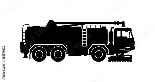 Fire truck, fire engine, emergency vehicle, silhouette, black