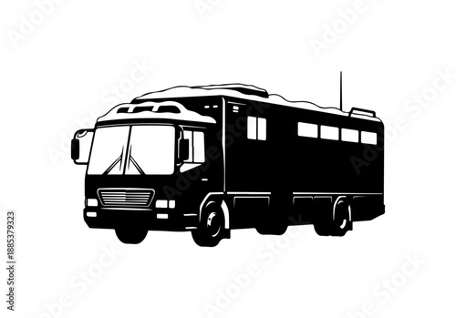 Black bus, vector bus icon, silhouette vehicle, transportation illustration