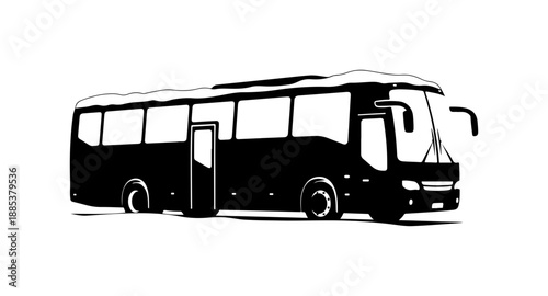 Black bus, vector bus illustration, transportation icon, travel symbol