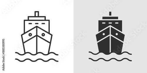 Ship Icon representing maritime transport, cargo shipping, sea travel, logistics, and global transportation systems.