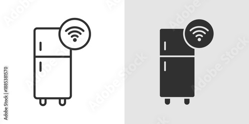 Smart Fridge Icon representing modern kitchen technology, IoT appliances, connected refrigeration, and intelligent home solutions.