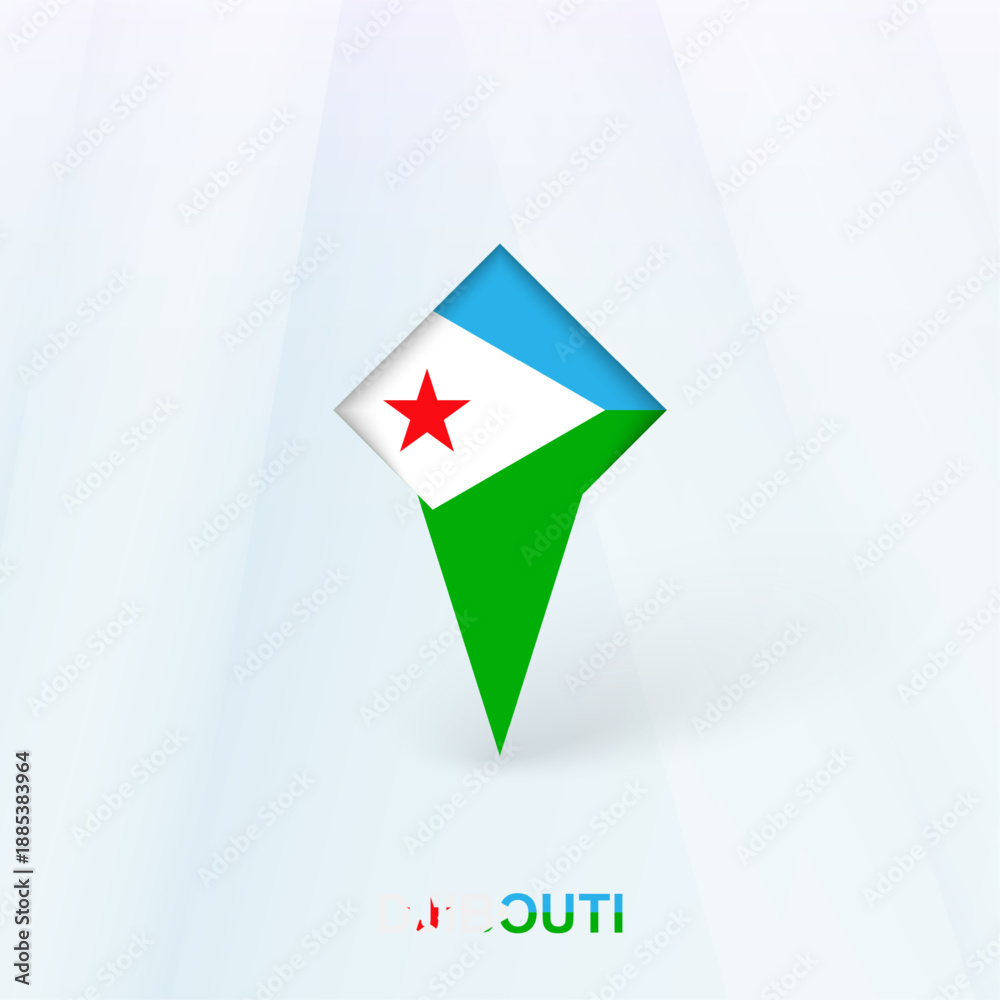Obraz premium Djibouti Flag Pin Icon with Geometric Design.