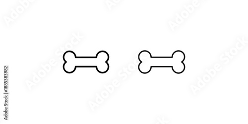 Bone icon vector illustration set simple outline style drawing design elements for canine food or dog treat symbols isolated on white background