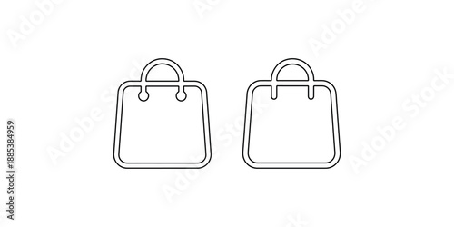 Retail purchase commerce and consumerism symbol line art style vector icon set illustrating grocery shopping bags isolated on clean white background simple graphic design element