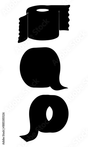 Toilet tissue vector, tissue paper silhouette illustration, collection vector of tissue, toilet tissue isolated on white