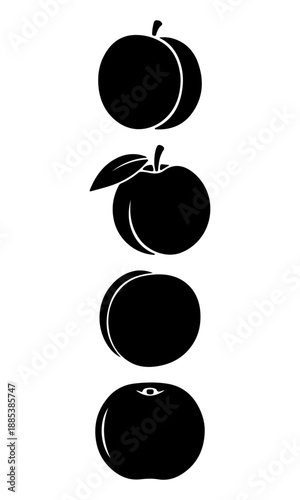 Peach fruit vector, peach fruit silhouette illustration, collection vector of peach fruit, peach fruit isolated on white
