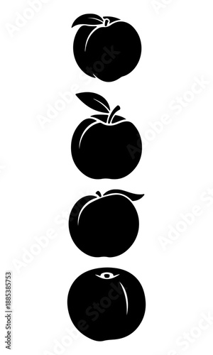 Peach fruit vector, peach fruit silhouette illustration, collection vector of peach fruit, peach fruit isolated on white