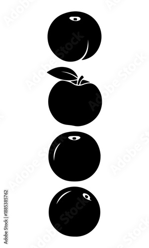 Peach fruit vector, peach fruit silhouette illustration, collection vector of peach fruit, peach fruit isolated on white